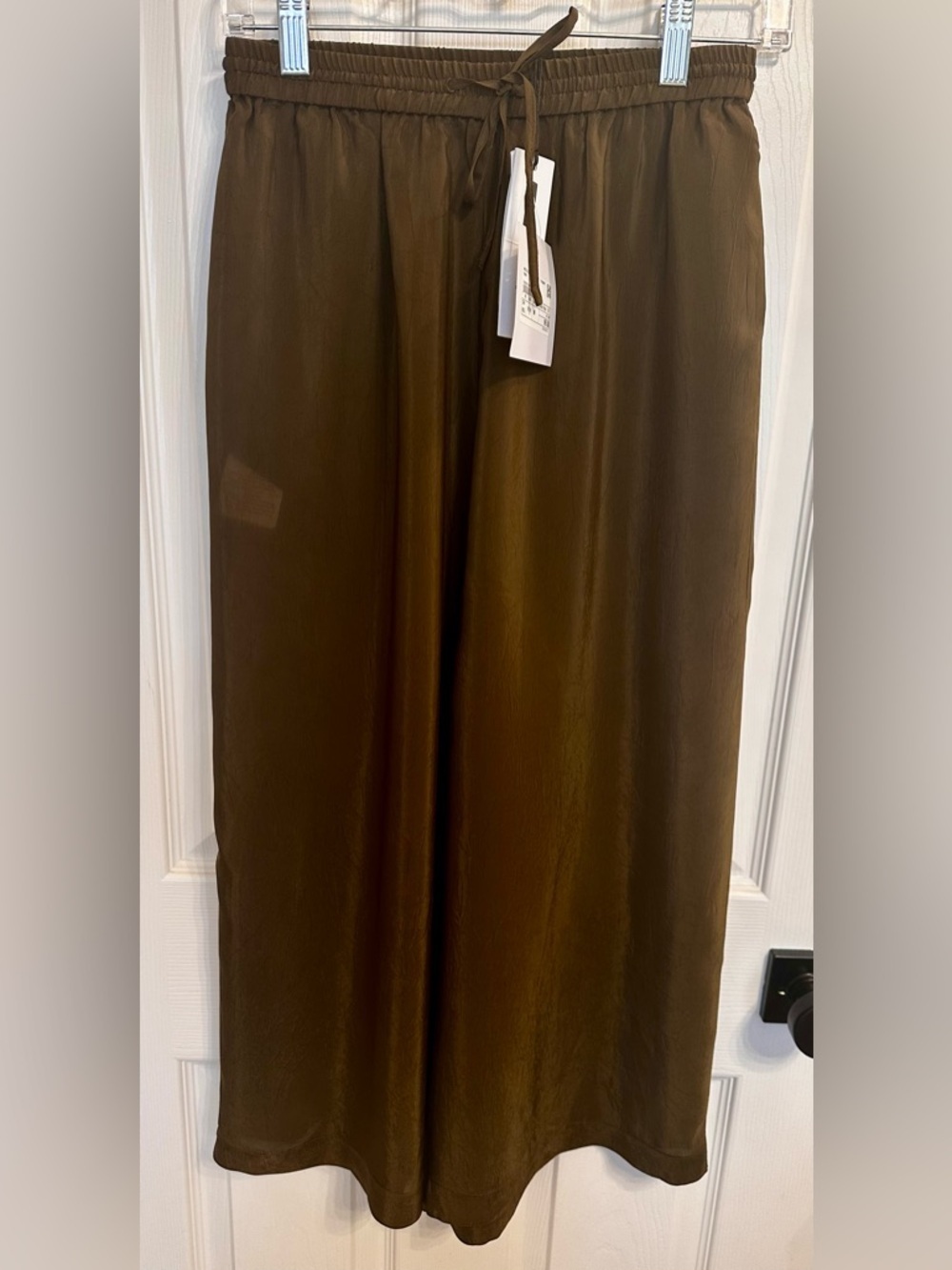 McQ by Alexander McQueen Womens Brown/Olive 100% Cupro Cropped Pants Size 38 NWT